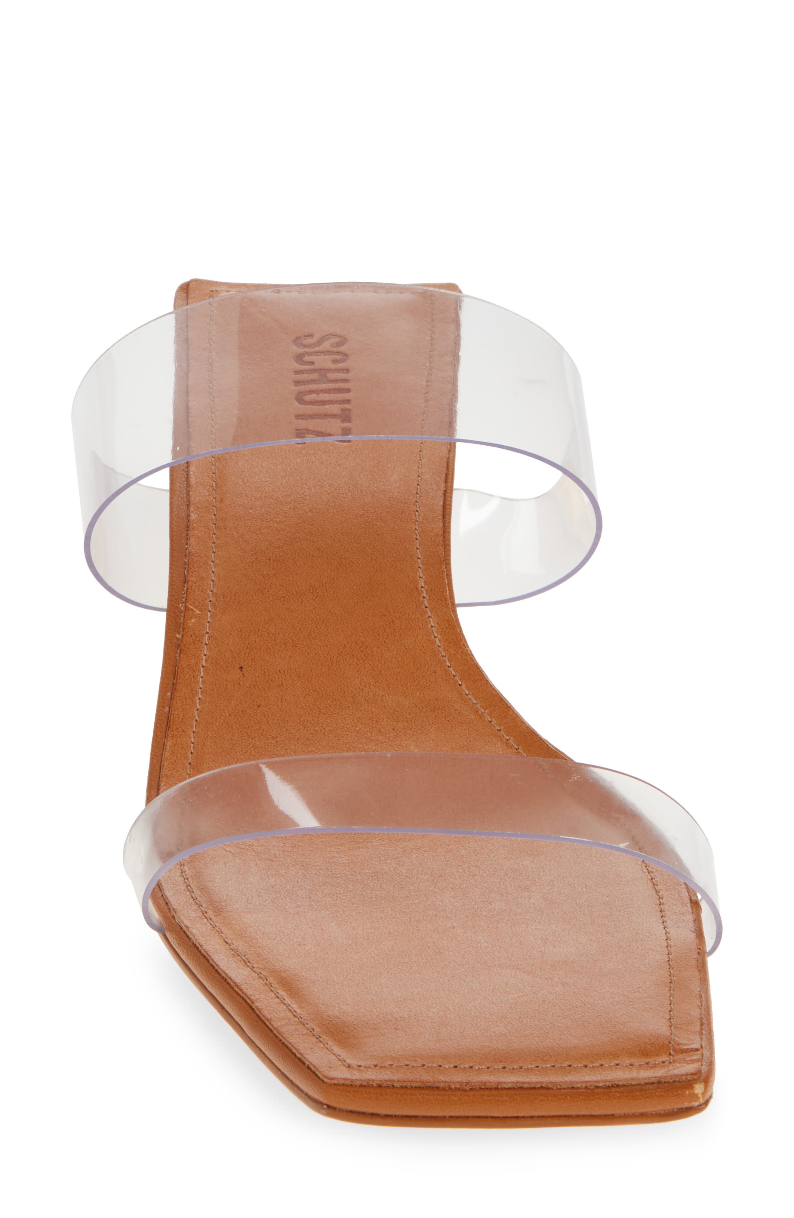 Schutz Ariella Slide Sandal, Alternate, color, Transparente/ Cuoio Brown