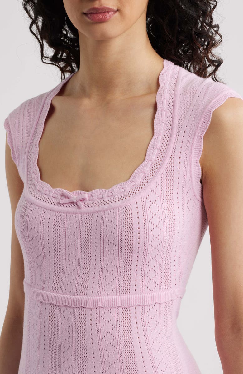 LoveShackFancy Laighton Pointelle Knit Dress, Alternate, color, Candy Floss Pink