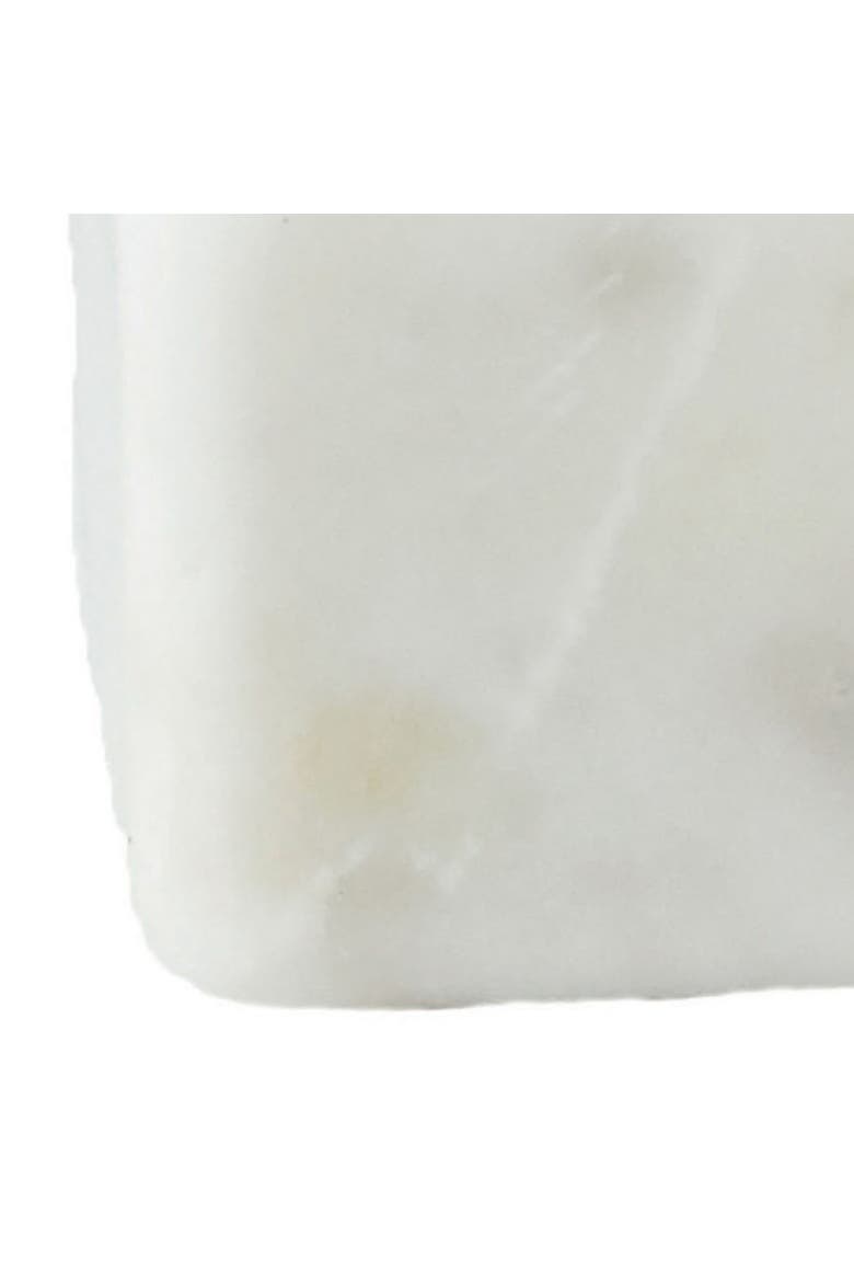 Square Marble Bowl with Brass Spoon, White, Alternate, color, White