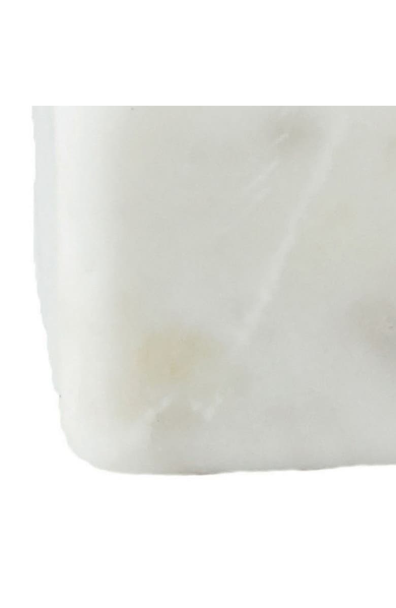 Storied Home Square Marble Bowl with Brass Spoon, White, Alternate, color, White