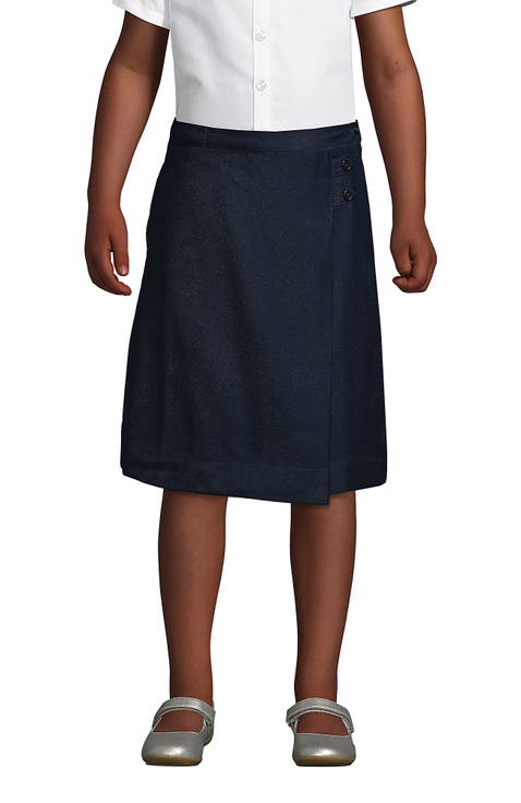 School Uniform Girls Solid A-line Skirt Below the Knee