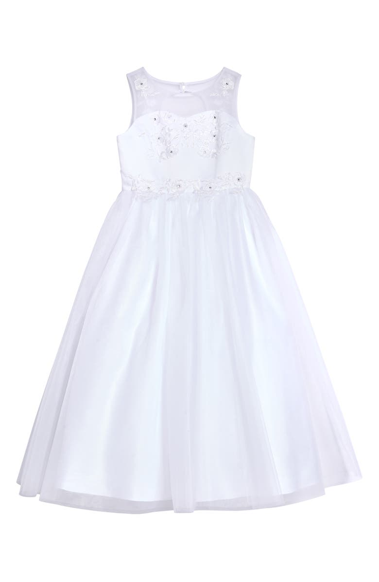 Us Angels Satin Tulle First Communion Dress, Main, color, 