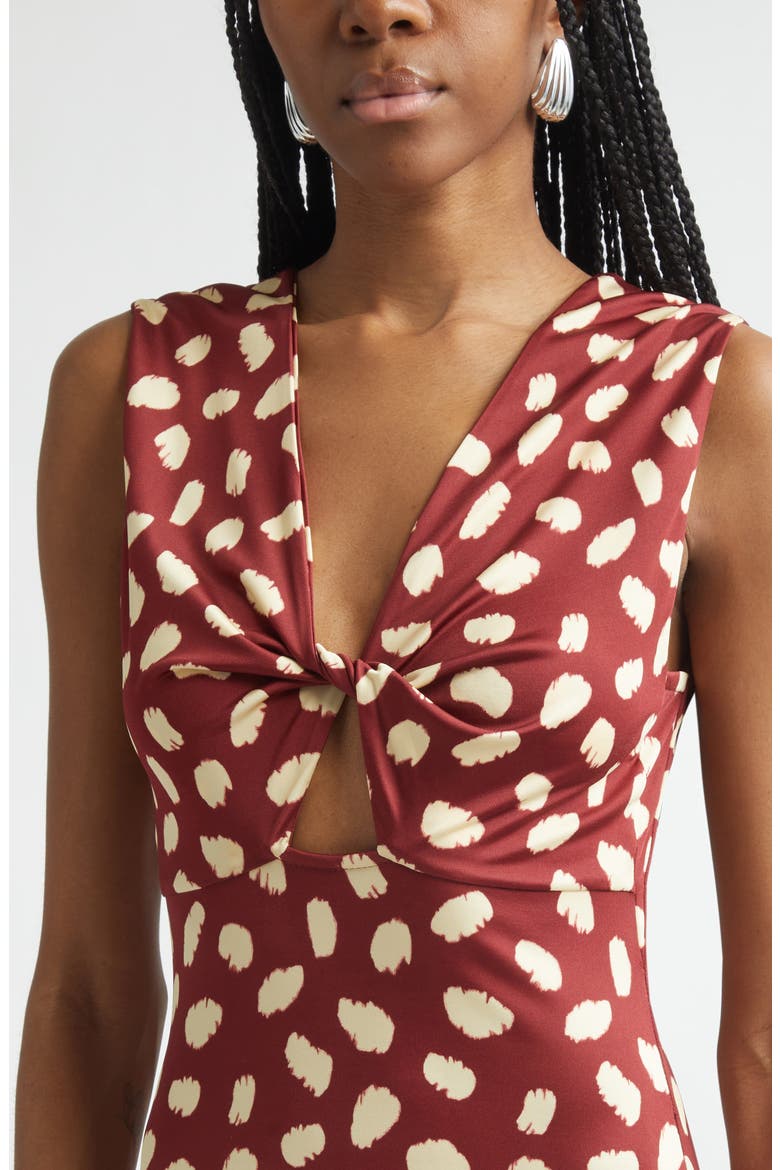 Horizonte Mistico Reversible Print Jersey Maxi Dress, Alternate, color, CHERRY / ECRU