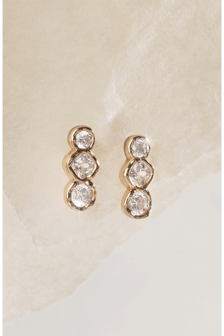 Tova Bezel Set Drop Stud Earrings, Alternate, color, Gold Vermeil