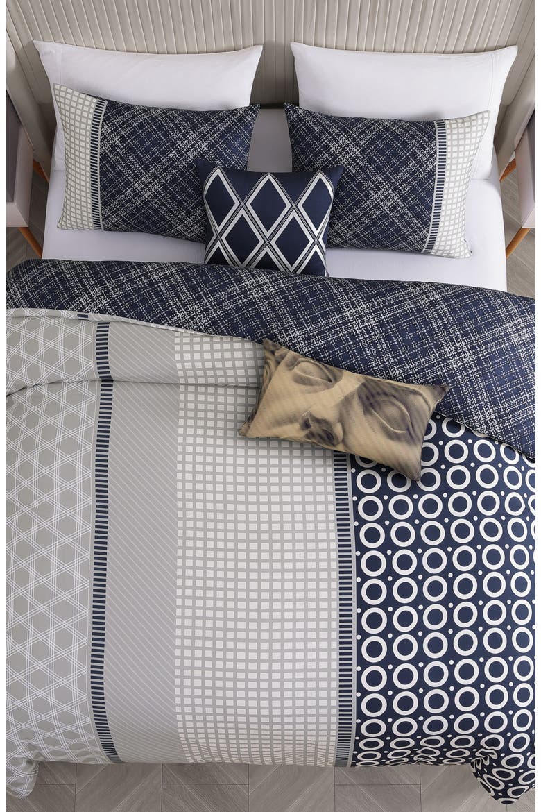 Vertigeo Reversible Cotton Sateen Comforter Set, Alternate, color, BLUE