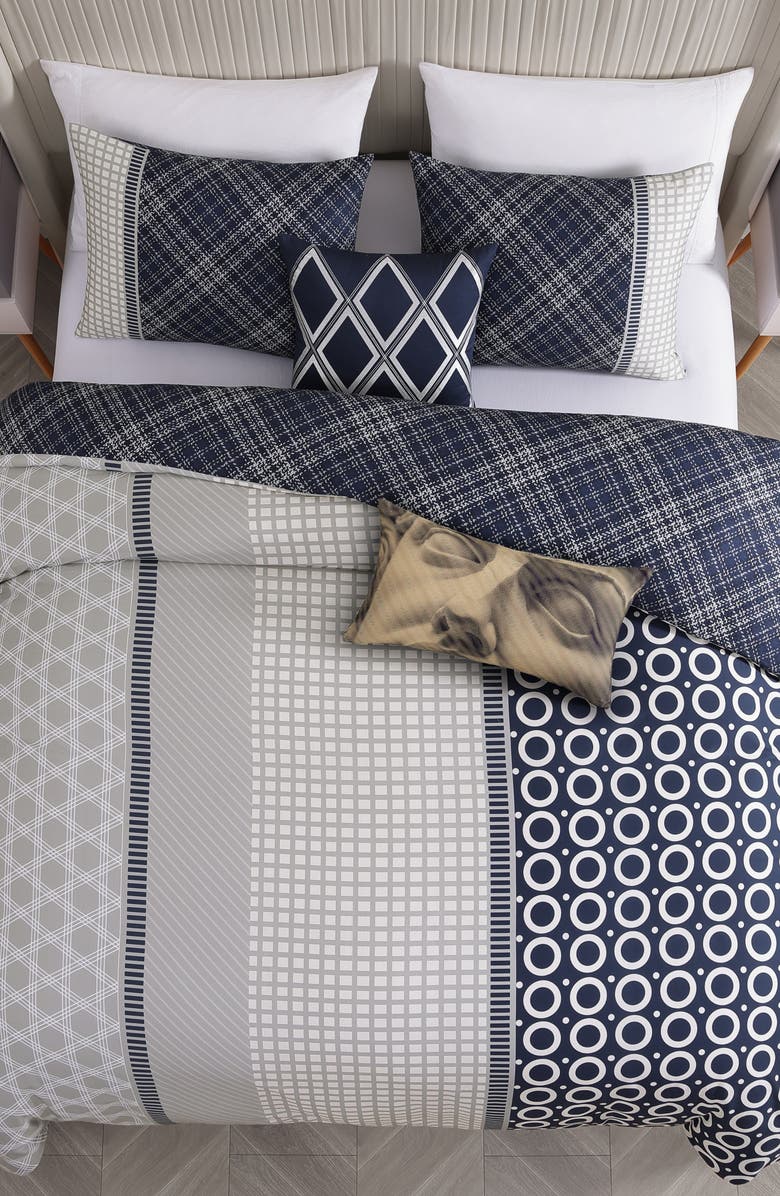 Bebejan Vertigeo Reversible Cotton Sateen Comforter Set, Alternate, color, Blue