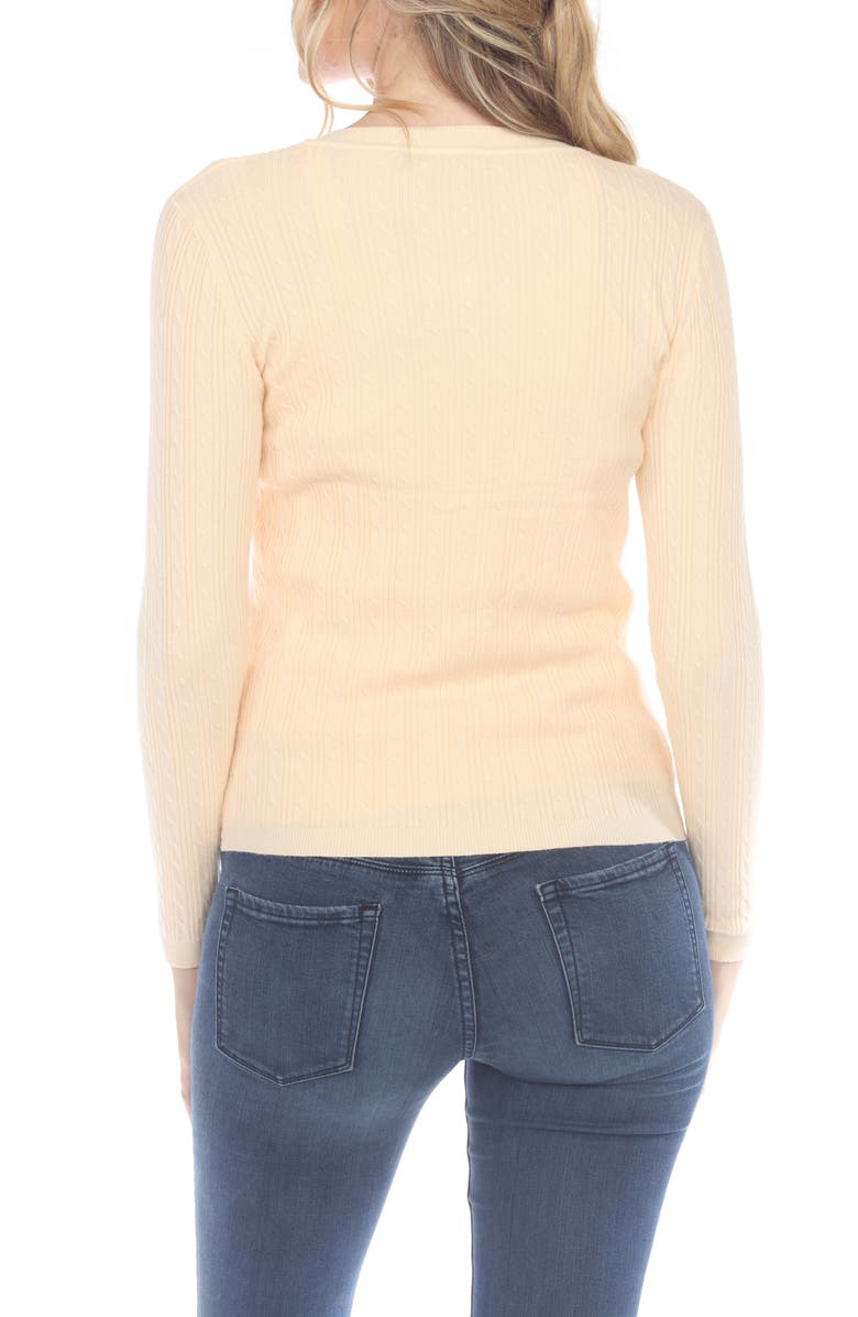 RAIN AND ROSE Crewneck Button-Up Knit Top, Alternate, color, Beige