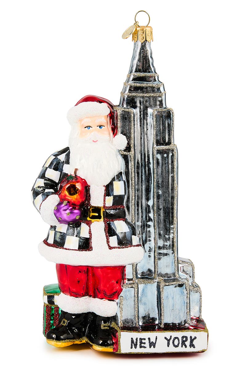 MACKENZIE CHILDS Empire State Building Glass Ornament, Main, color, Silver
