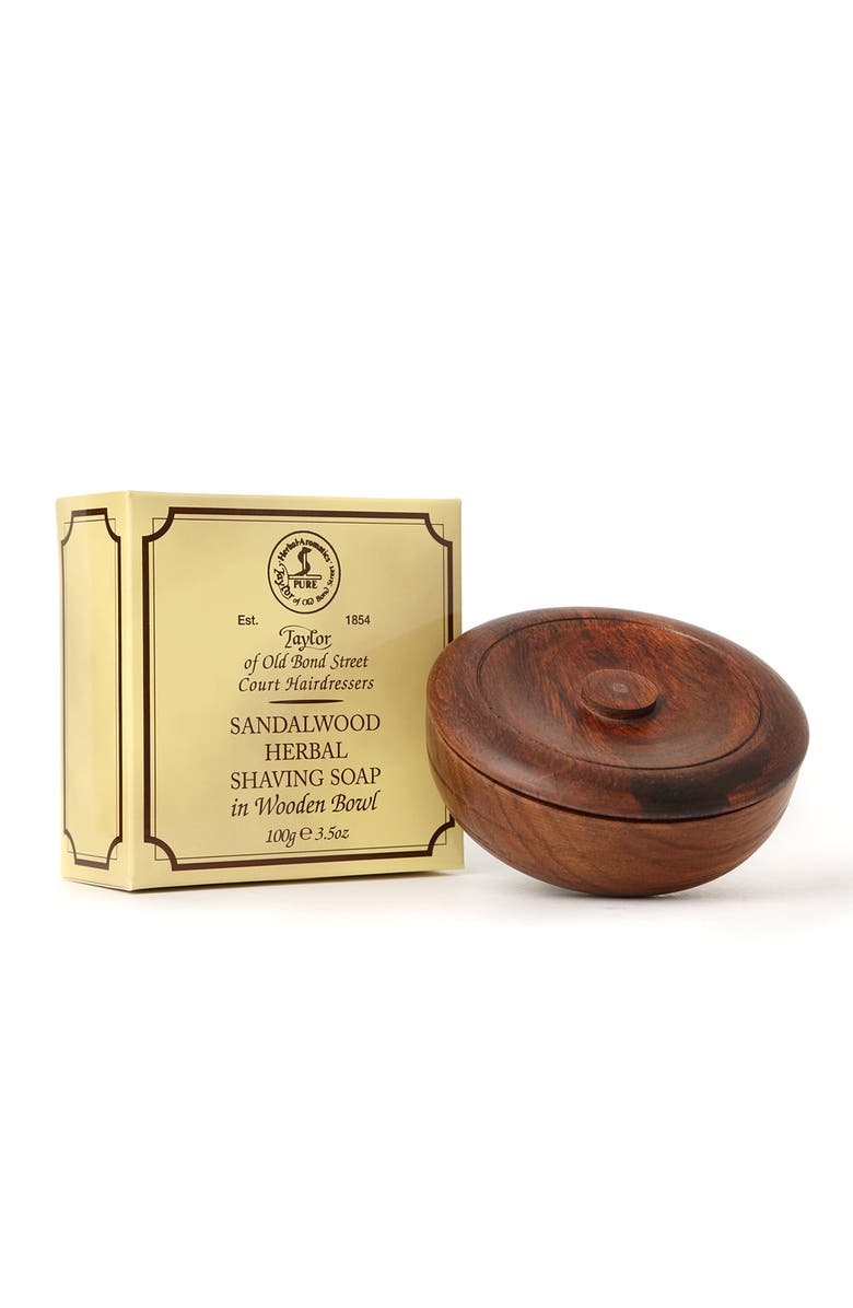 Taylor of Old Bond Street Sandalwood Shave Soap in Wooden Bowl, Main, color, White