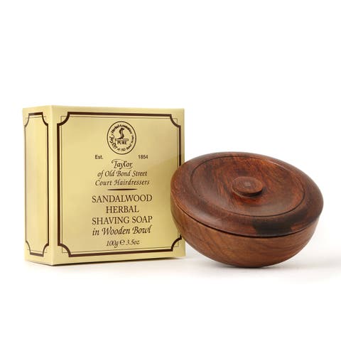 Sandalwood Shave Soap in Wooden Bowl