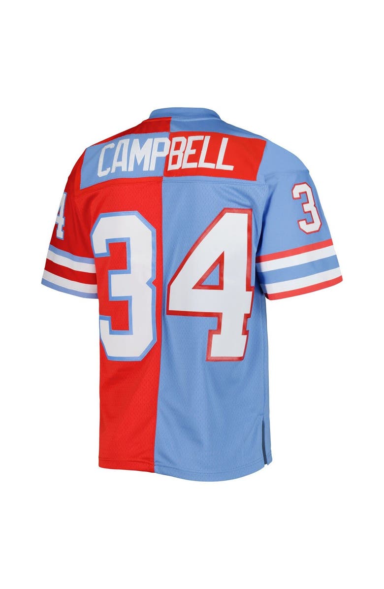 Mitchell & Ness Men's Mitchell & Ness Earl Campbell Red/Light Blue Houston Oilers Gridiron Classics 1980 Split Legacy Replica Jersey, Alternate, color, Red
