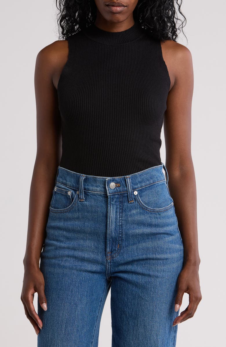 Blu Pepper Ribbed Mock Neck Tank, Main, color,