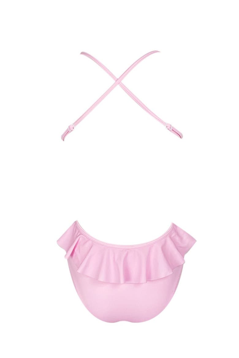 Shimmering  Ruffle Detail One-Piece Swimsuit, Alternate, color, Pastel Pink