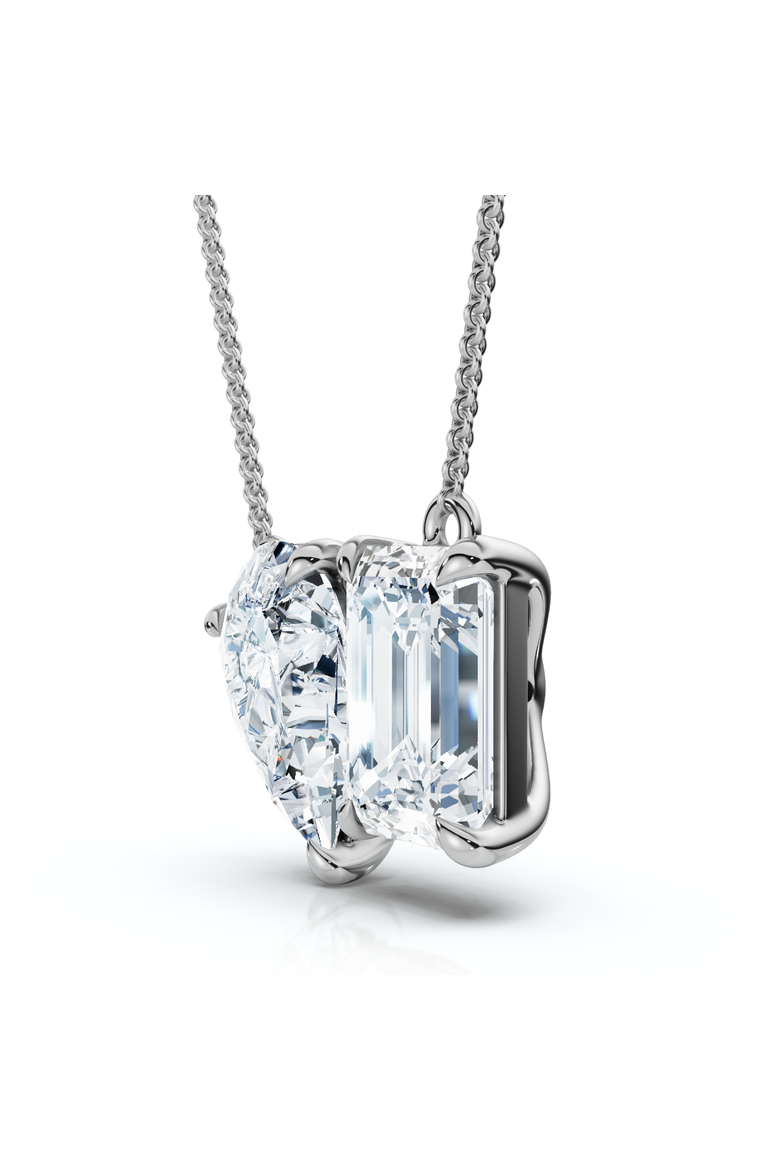 2Ct Toi Et Moi Pear and Emerald Diamond Pendant 14k Gold 18" Necklace Lab Grown, Alternate, color, White Gold