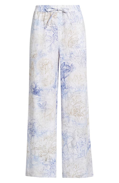 Tommy Bahama Dolce Easy Bay Floral Linen Drawstring Pants In White