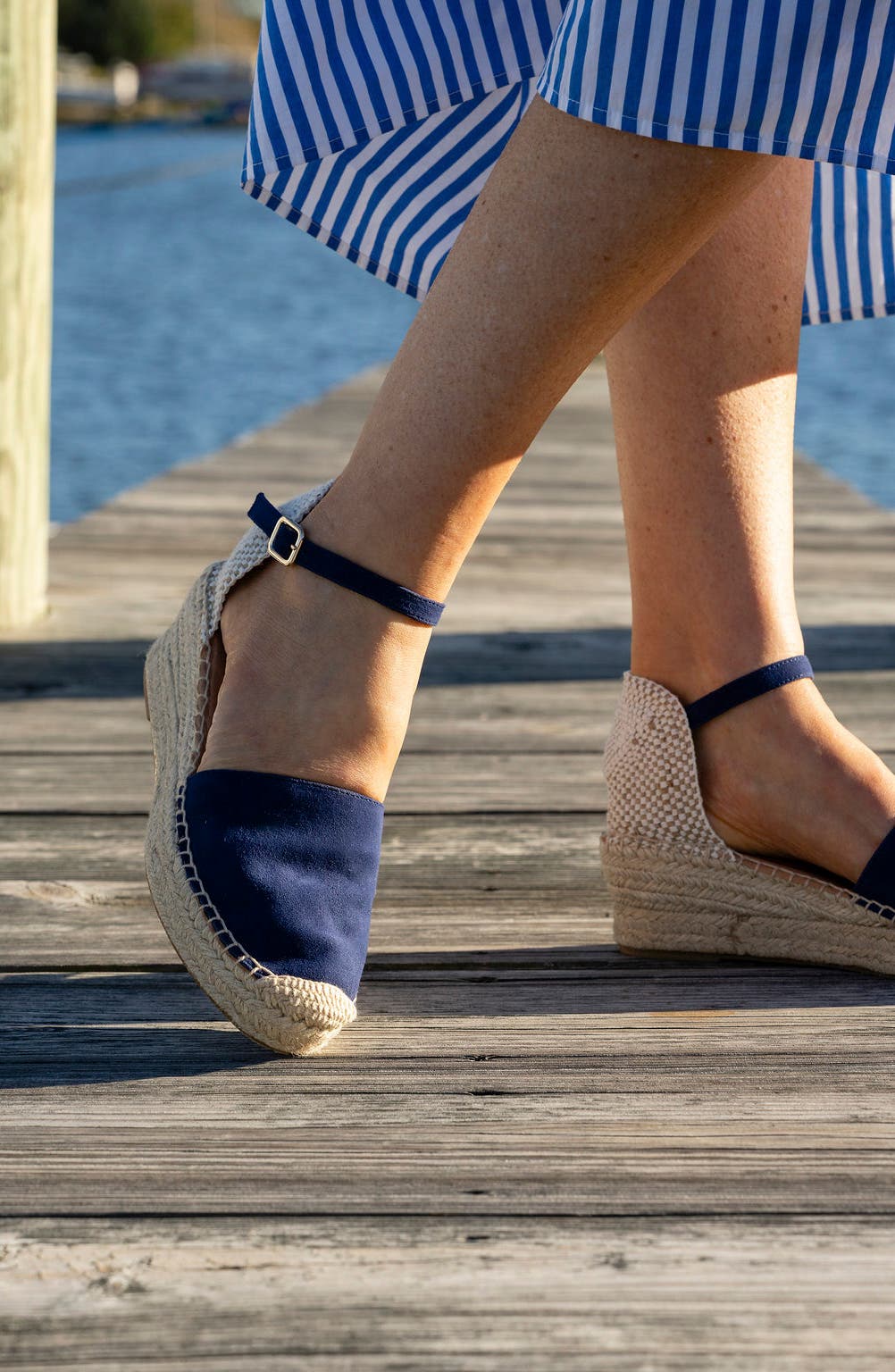Sahara Ankle Strap Espadrille Wedge, Alternate, color, NAVY SUEDE