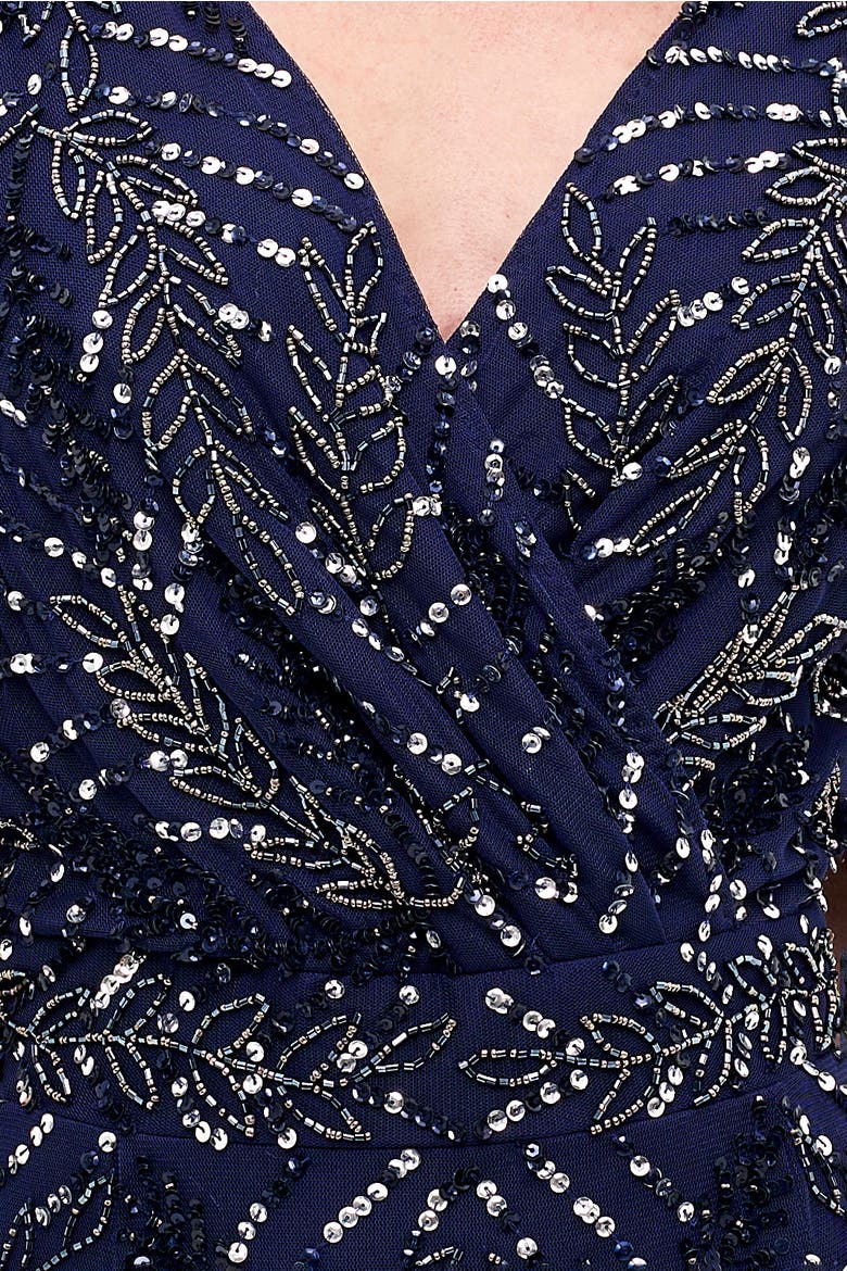 Embellished Sequins Flutter Sleeves Midi Dress, Alternate, color, Mid Night Blue