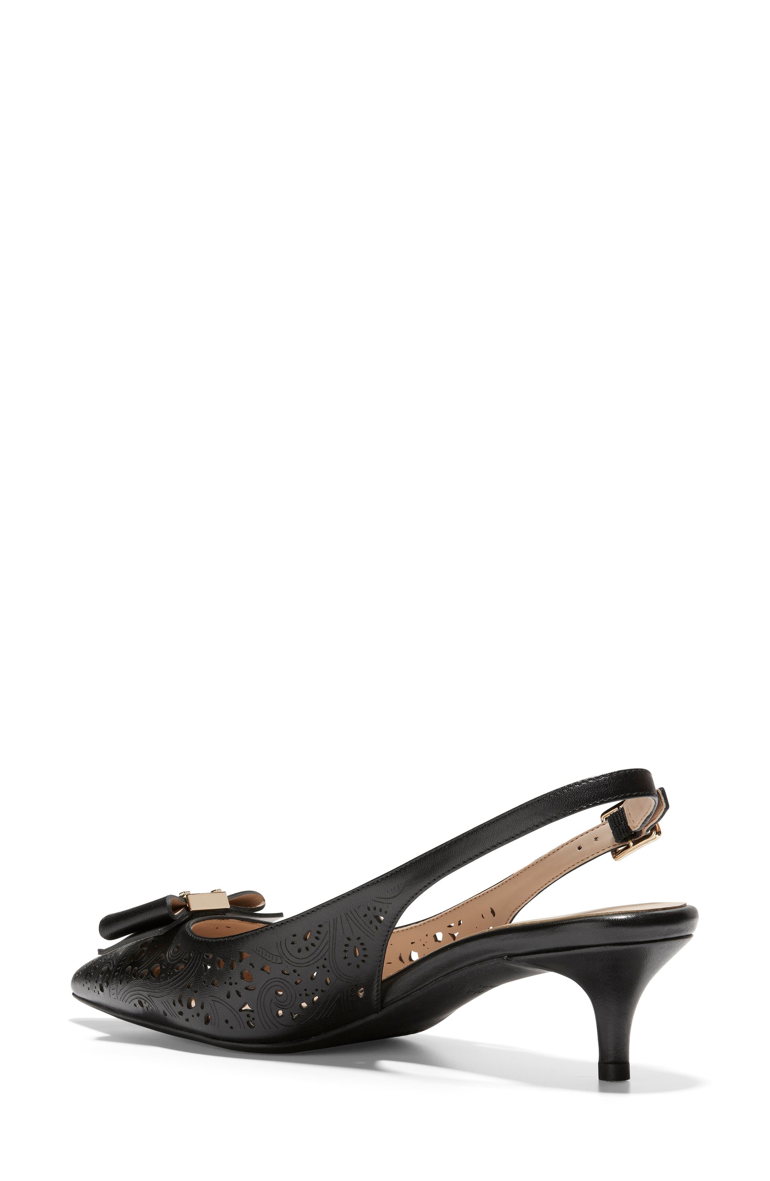 Tali Bow Slingback Pump, Alternate, color, BLACK/ BLACK LEATHER