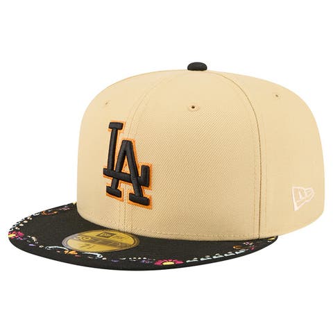 Men's New Era Light Beige Los Angeles Dodgers Two-Tone Embroidered Visor 59FIFTY Fitted Hat