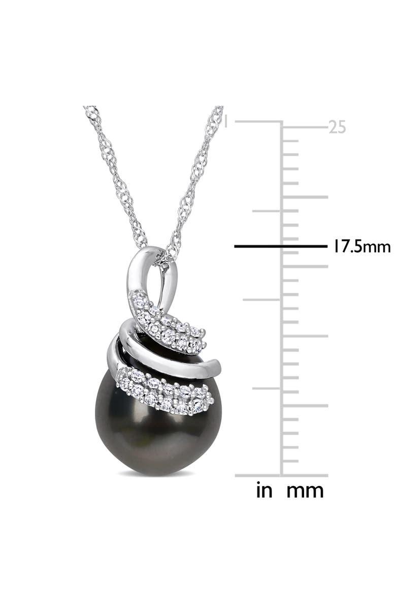 Julianna B. Cultured Pearl & Diamond Swirl Necklace, Alternate, color, Tahitian Pearl/14K White Gold