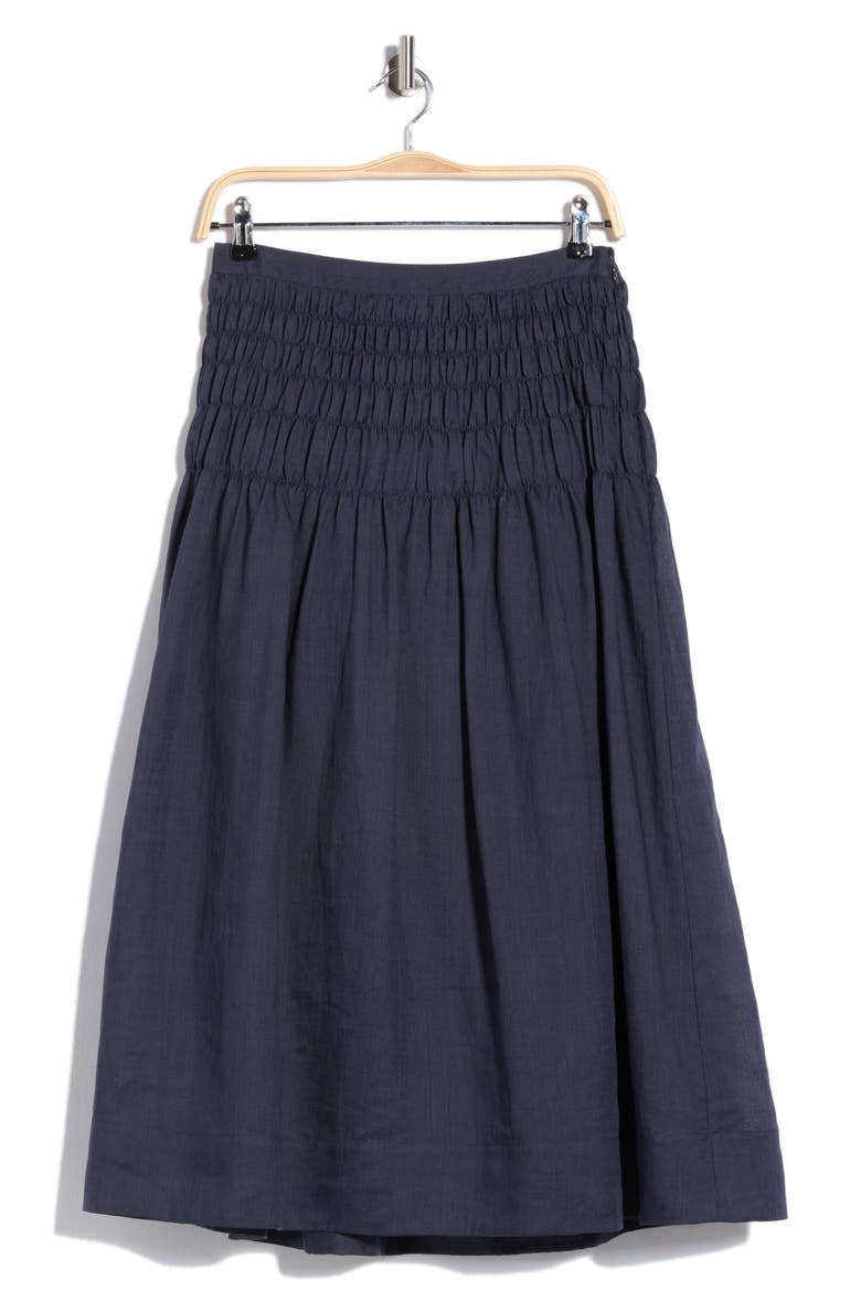 Anya Ramie Midi Skirt, Main, color, NAVY