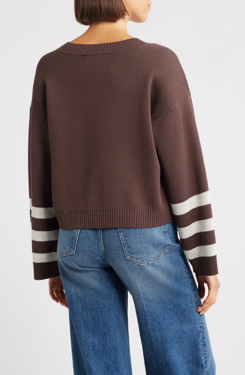 CITY BLUES Crop Stripe Sleeve Sweater, Alternate, color, Earth