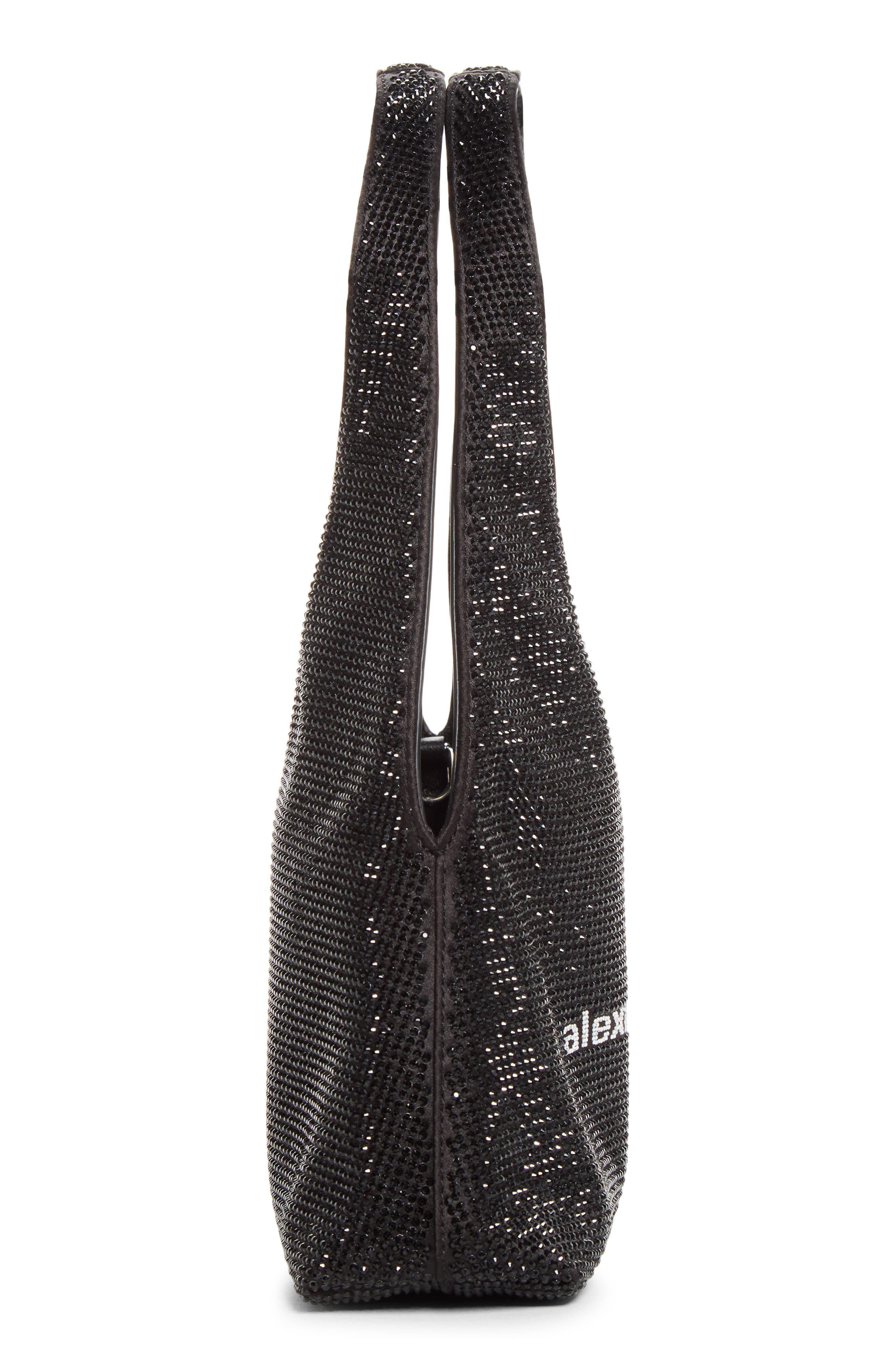 Pike Mini Crystal Hobo Bag, Alternate, color, BLACK