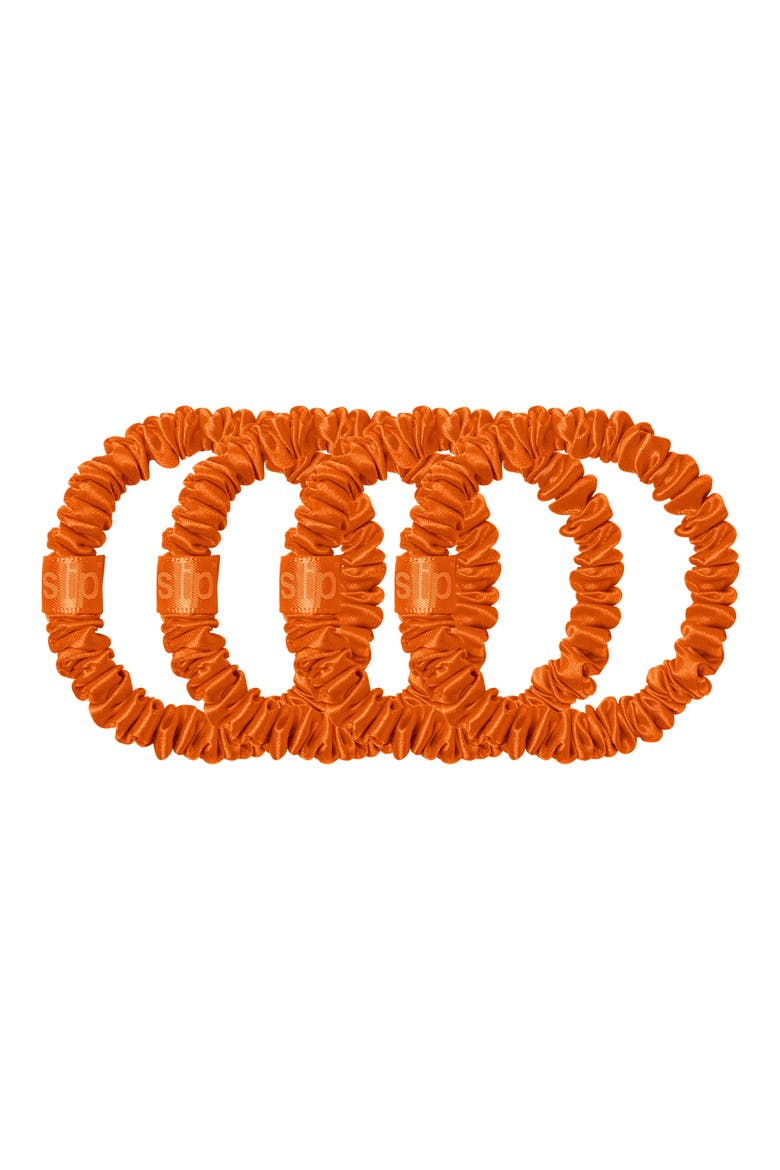 Pure Silk Skinny Scrunchies, Alternate, color, ORANGE