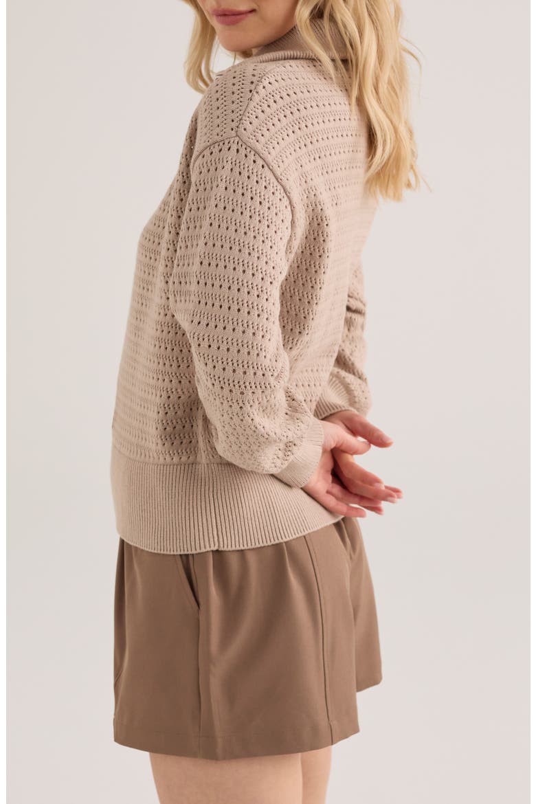 Darla Half Zip Sweater, Alternate, color, LIGHT TAUPE