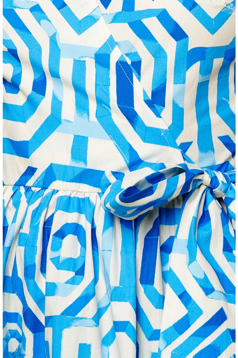 Print Woven Wrap Dress, Alternate, color, OFF WHITE/ BLUE