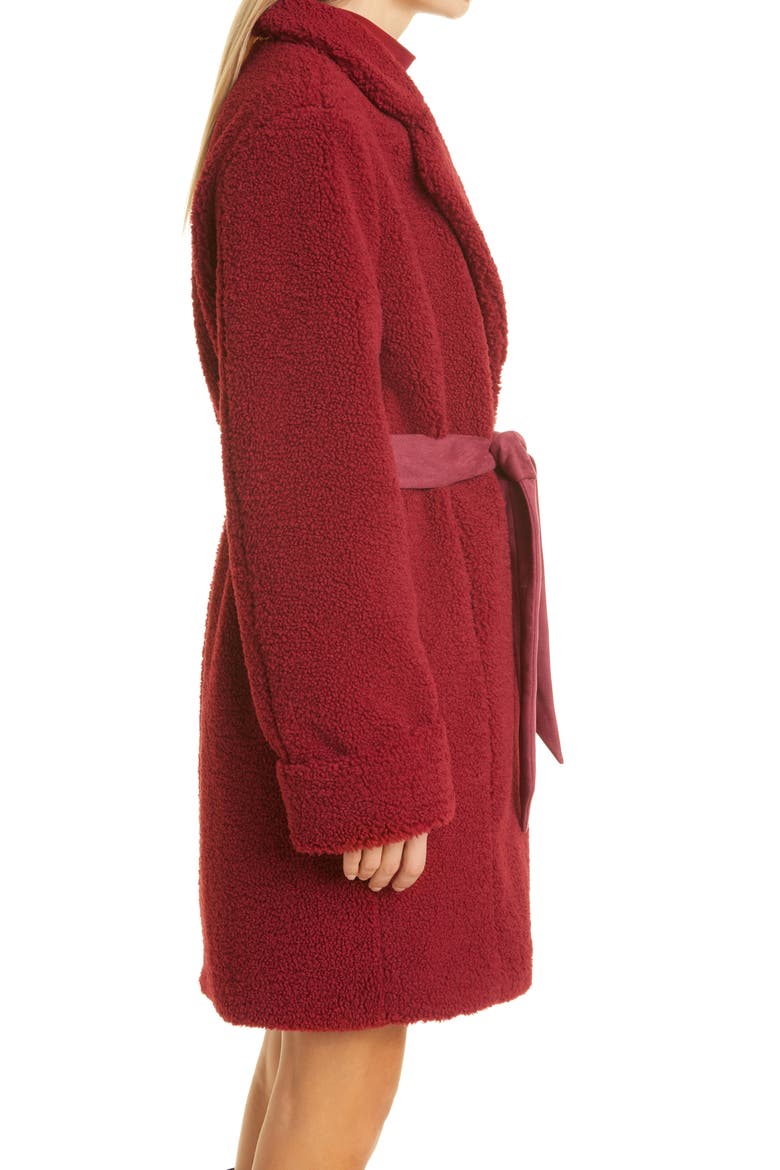 Teddy Cocoon Coat, Alternate, color, GRENADINE