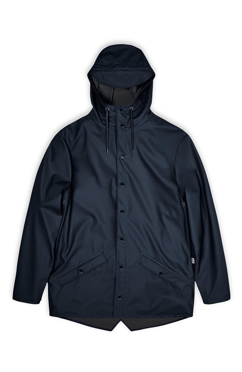 Rains Gender Inclusive Lightweight Hooded Waterproof Rain Jacket, Alternate, color, Navy