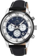 PORSAMO BLEU Men's Arthur Chronograph Leather Strap Watch, 44mm