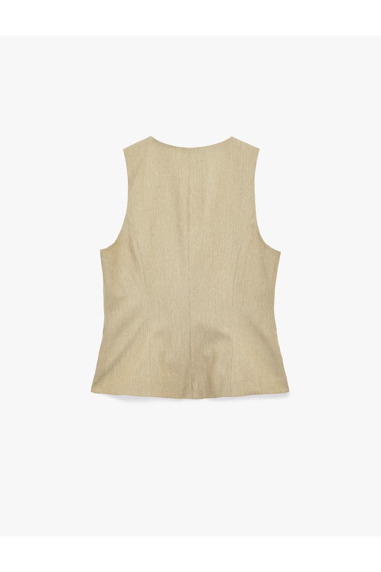 Sleeveless Button-Down Vest, Alternate, color, KHAKI