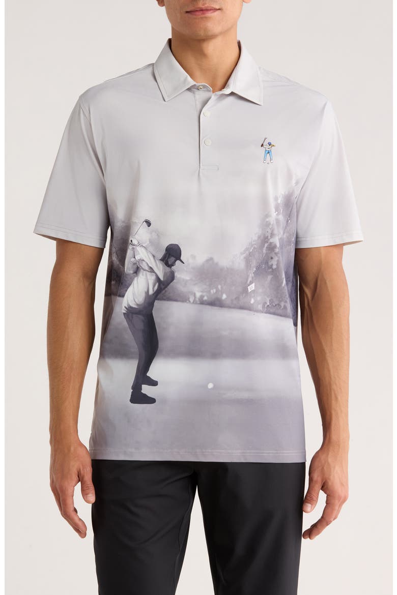 Snap Placket Performance Golf Polo, Main, color, COOL GREY