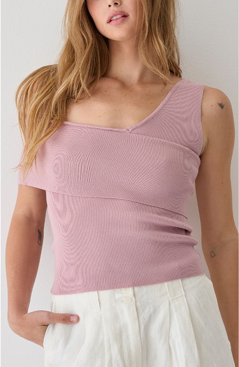 CRESCENT One Shoulder Knit Top, Alternate, color, Mauve