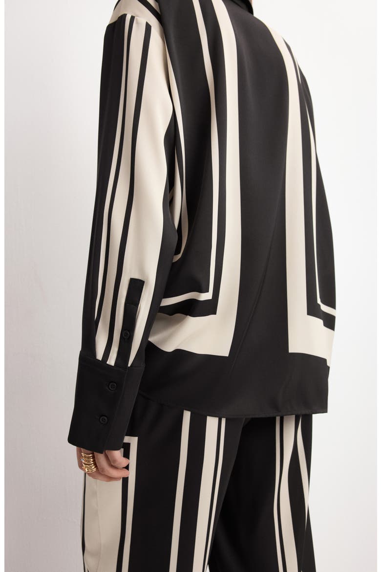 Stripe Satin Button-Up Shirt, Alternate, color, BLACK