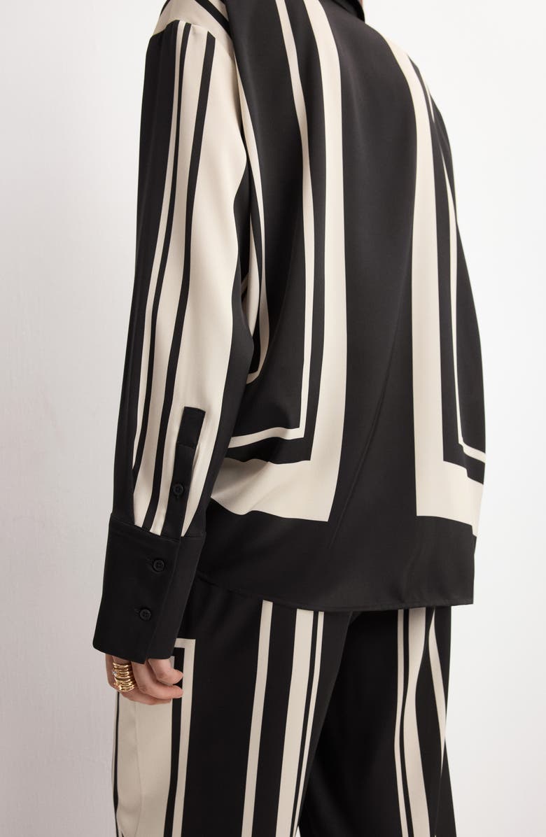 MANGO Stripe Satin Button-Up Shirt, Alternate, color, 