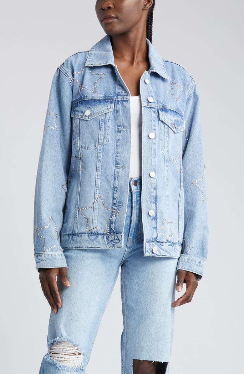Rails Grove Embellished Boyfriend Trucker Denim Jacket, Alternate, color,