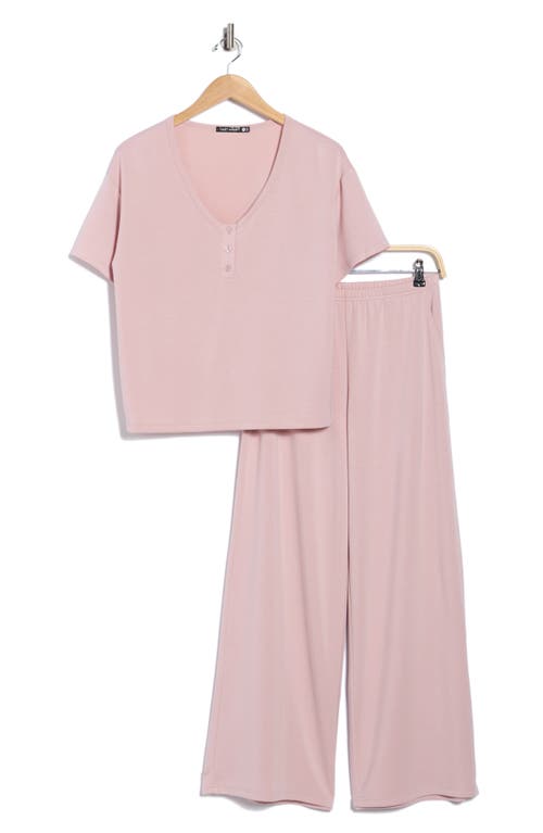 Tart Scuba Knit Henley & Pants Lounge Set In Pink