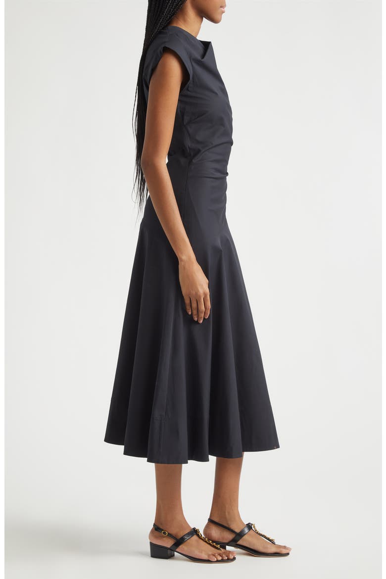 Lisette Stretch Cotton Midi Dress, Alternate, color, BLACK