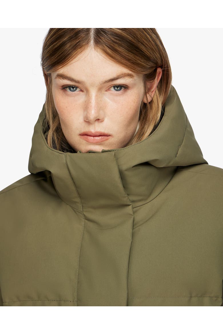 INES | Hooded Down Winter Jacket, Alternate, color, Sage