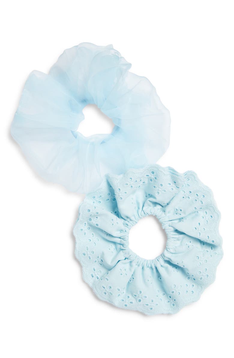 Chelsea28 2-Pack Eyelet Scrunchies, Main, color, Blue Multi