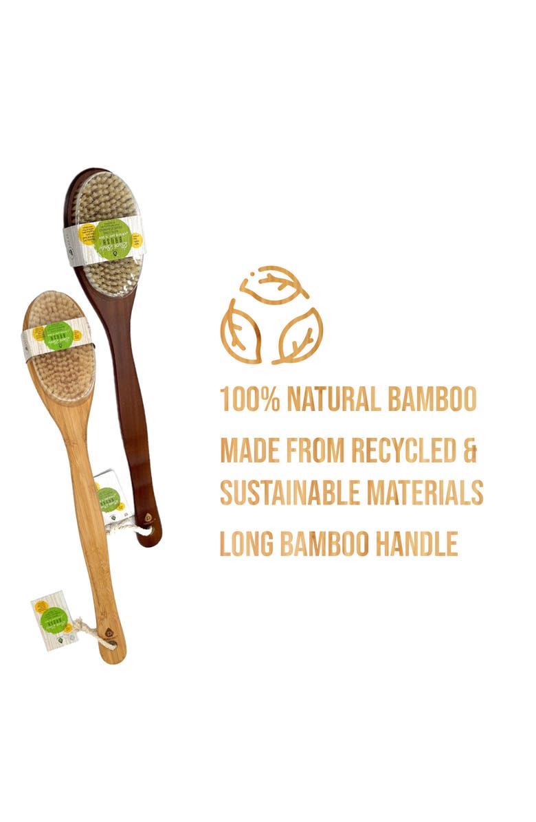 PURSONIC Bath Body Brush With Long Wood Handle 4-Piece Family Pack, Alternate, color, Multicolor