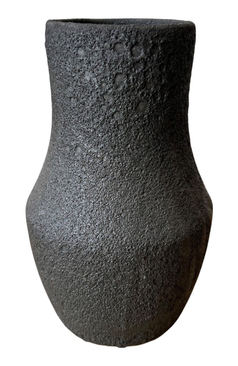 Gina DeSantis Ceramics Leda Crater Vase, Main, color, Black