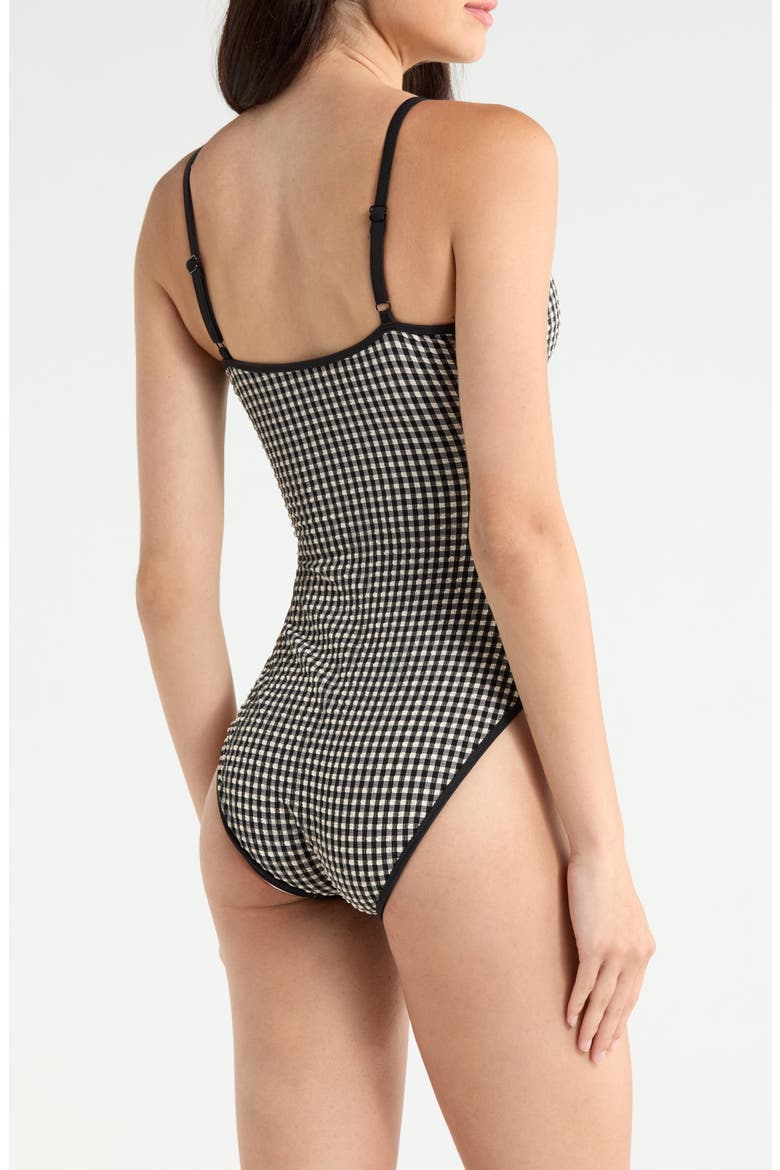 Keyhole Mio One Piece Swimsuit, Alternate, color, BLACK/ CREAM