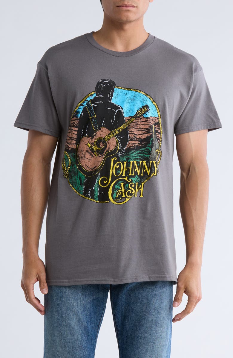 Merch Traffic Johnny Cash Cartoon Graphic T-Shirt, Main, color, Charcoal