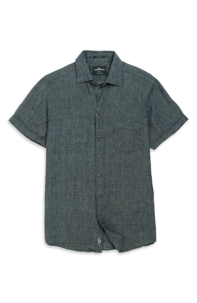 Rodd & Gunn Palm Beach Sports Fit Short Sleeve Linen Button-Up Shirt, Alternate, color, Ash