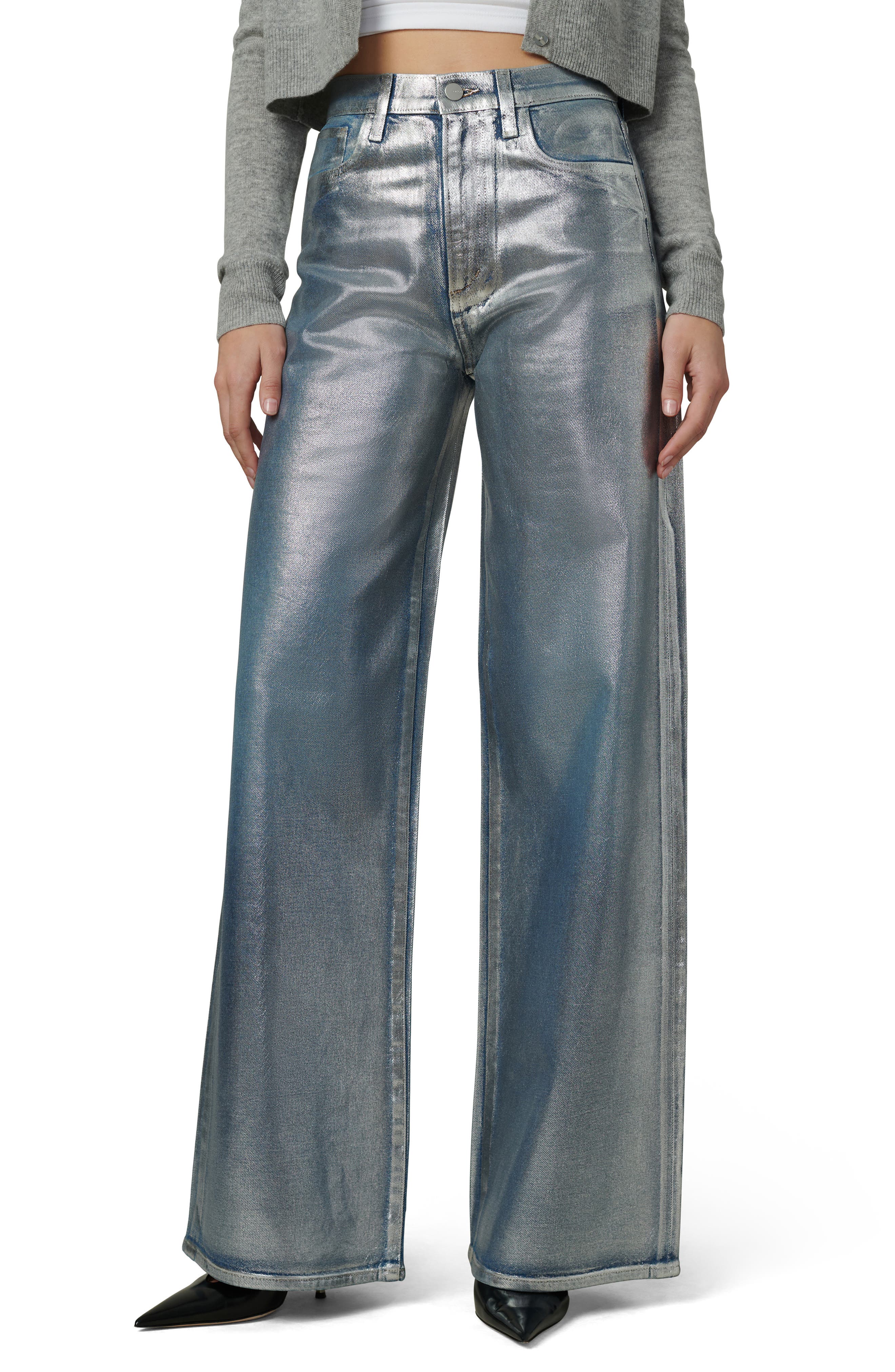 Joe's The Mia Metallic High Waist Wide Leg Jeans