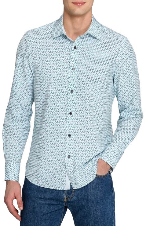 Slim Fit Gem Geo Performance Long Sleeve Shirt
